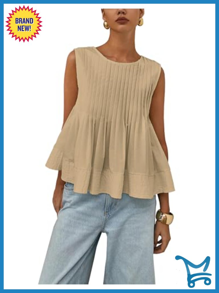 Ruffle Tank Top Pleated Peplum Sleeveless Blouse Y2k Cotton Modal Stretch
